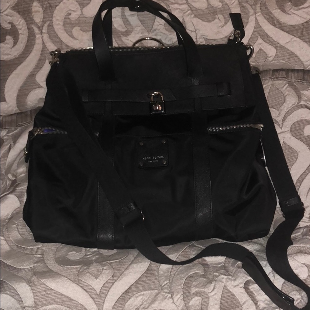 Henri Bendel Black Jetsetter Backpack Bag Large